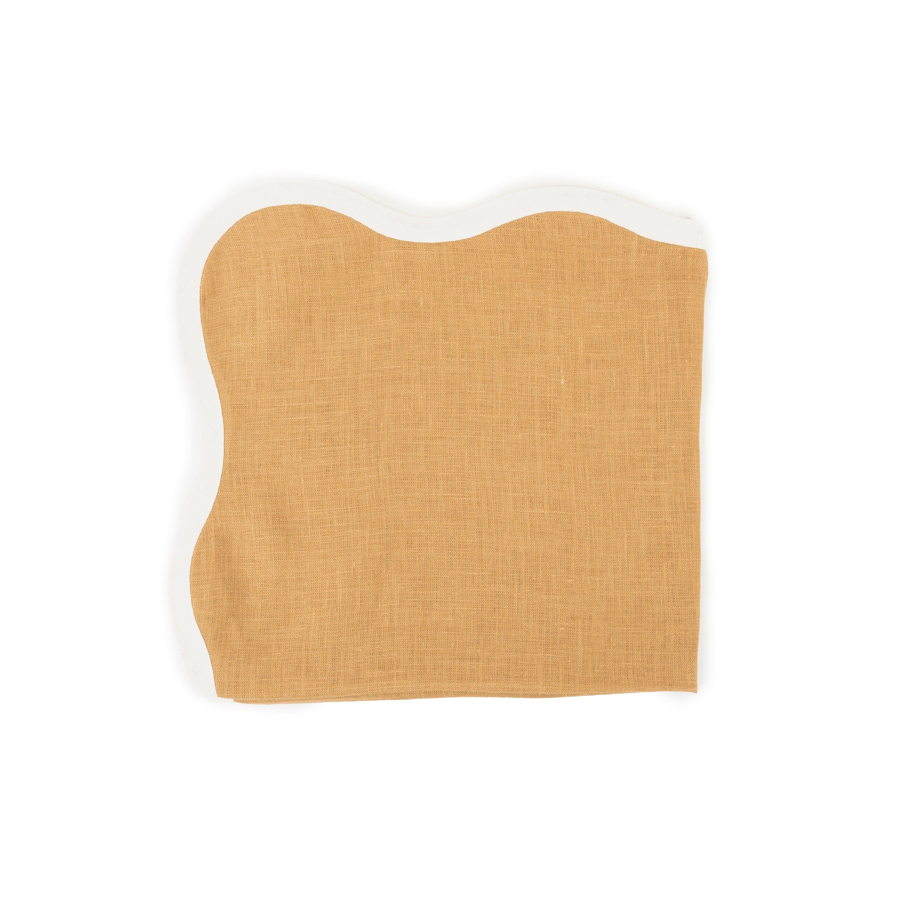 SERVIETTE DE TABLE – COQUILLAGE – MOUTARDE ET IVOIRE