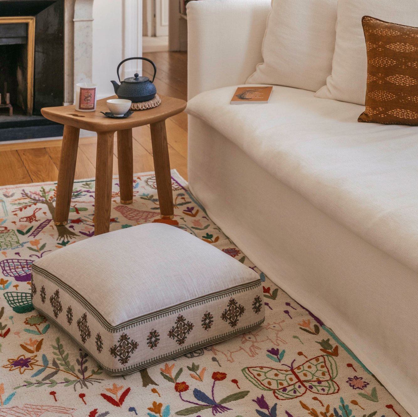 Linen floor cushion deals