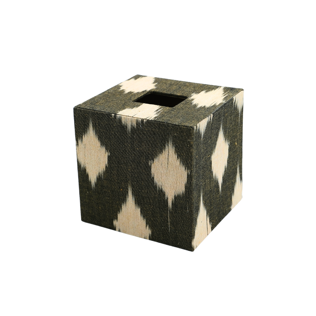 TISSUE BOX COVER - IKAT TEA LEAVES