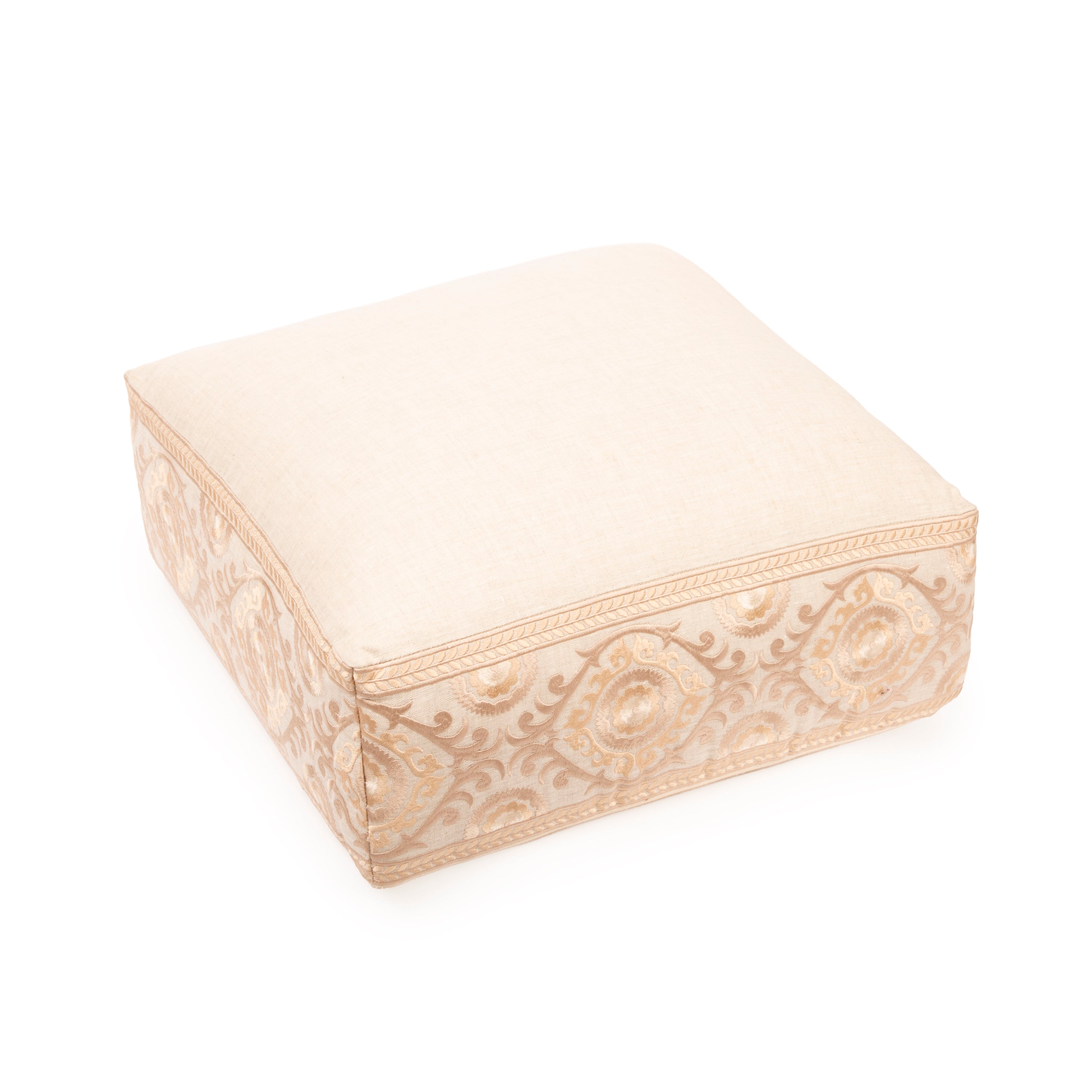 FLOOR CUSHION - NATURAL LINEN - SUZANI CHAMPAGNE