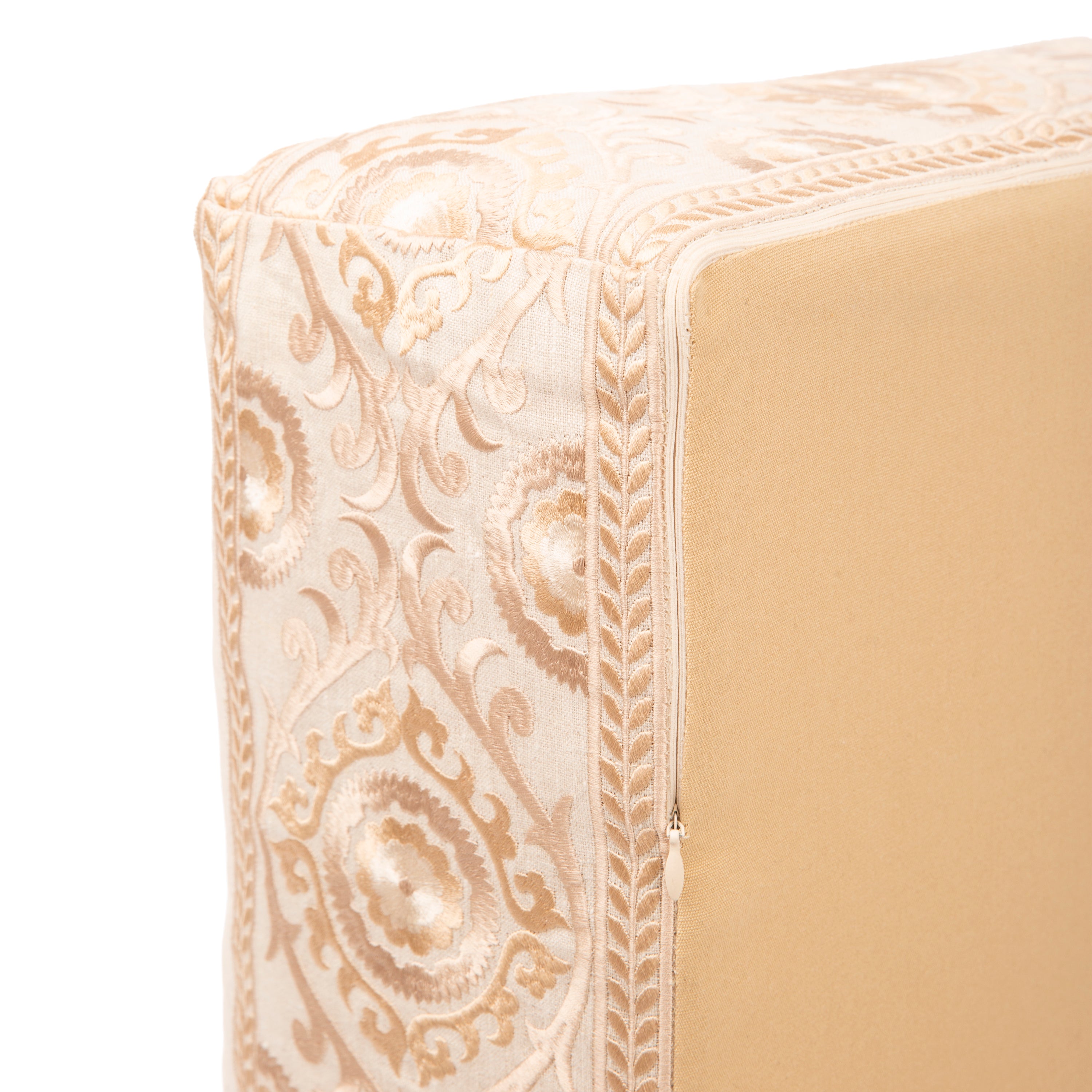 FLOOR CUSHION - NATURAL LINEN - SUZANI CHAMPAGNE