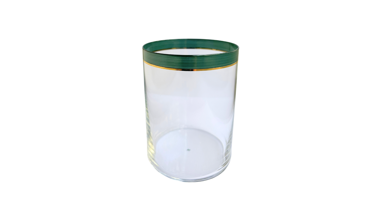 HAND-PAINTED CRYSTAL WATER GLASS - SINGLE STRIPE AZUR BLUE