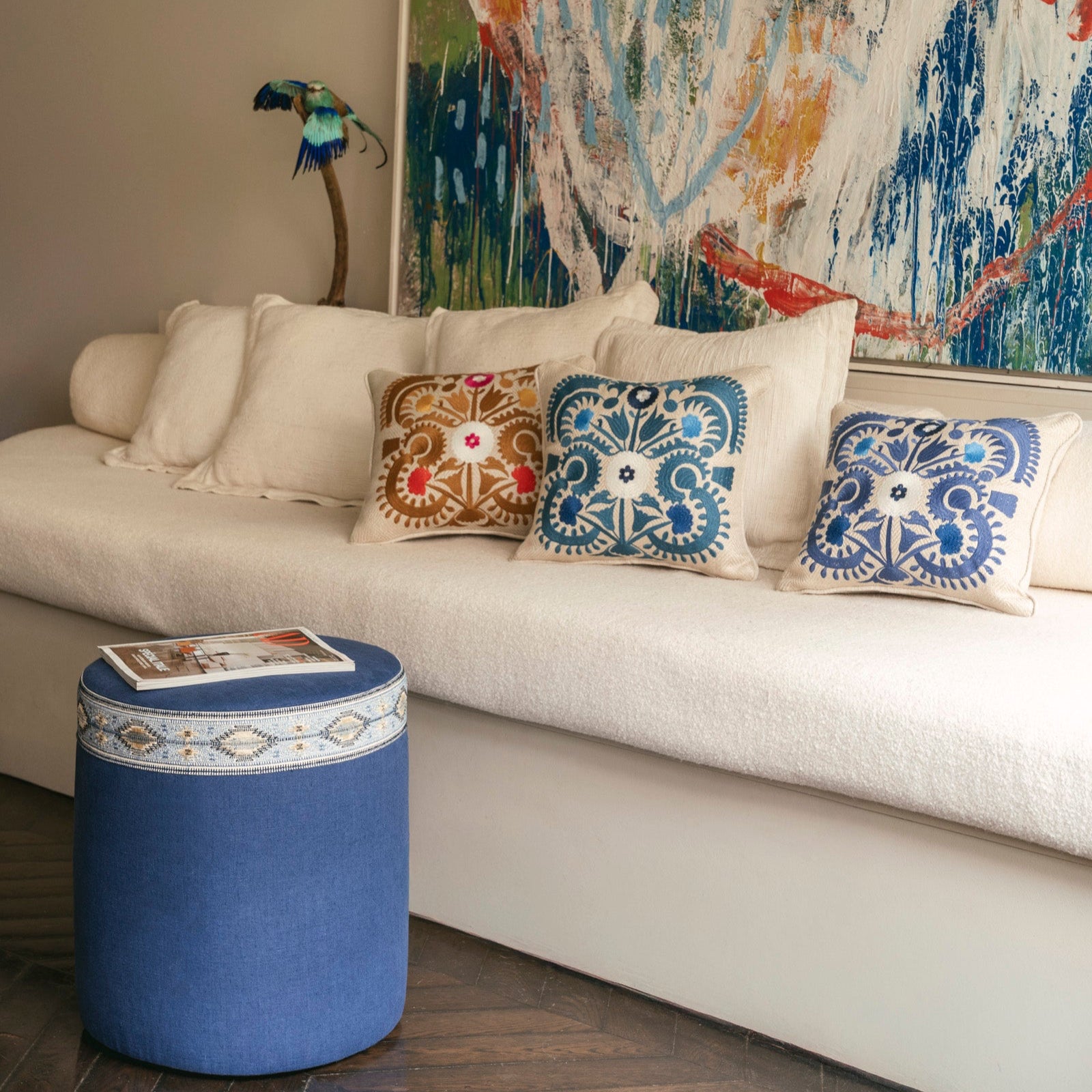 COUSSIN SUZANI - FLEUR BLEUET
