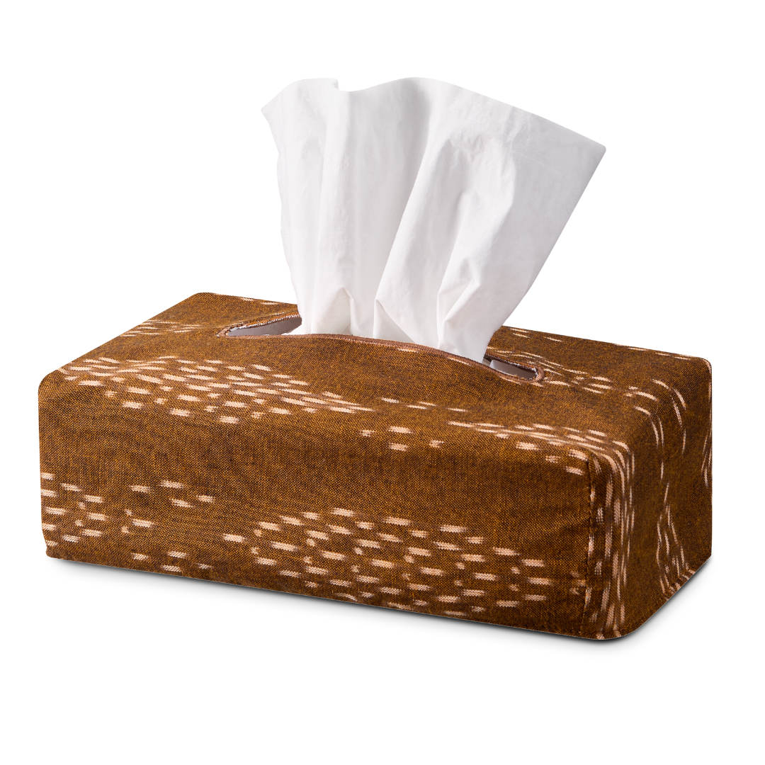 TISSUE BOX COVER -  VEIL OF TENDERNESS - IKAT MYSTERY CLAY