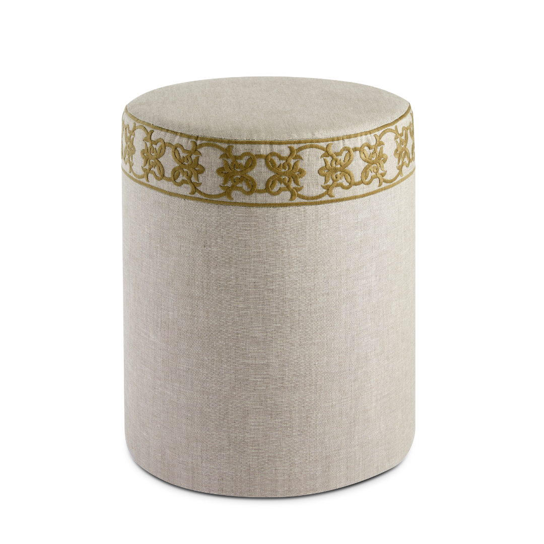 STAR SEAT STOOL - NATURAL LINEN - JAIPUR TRIM