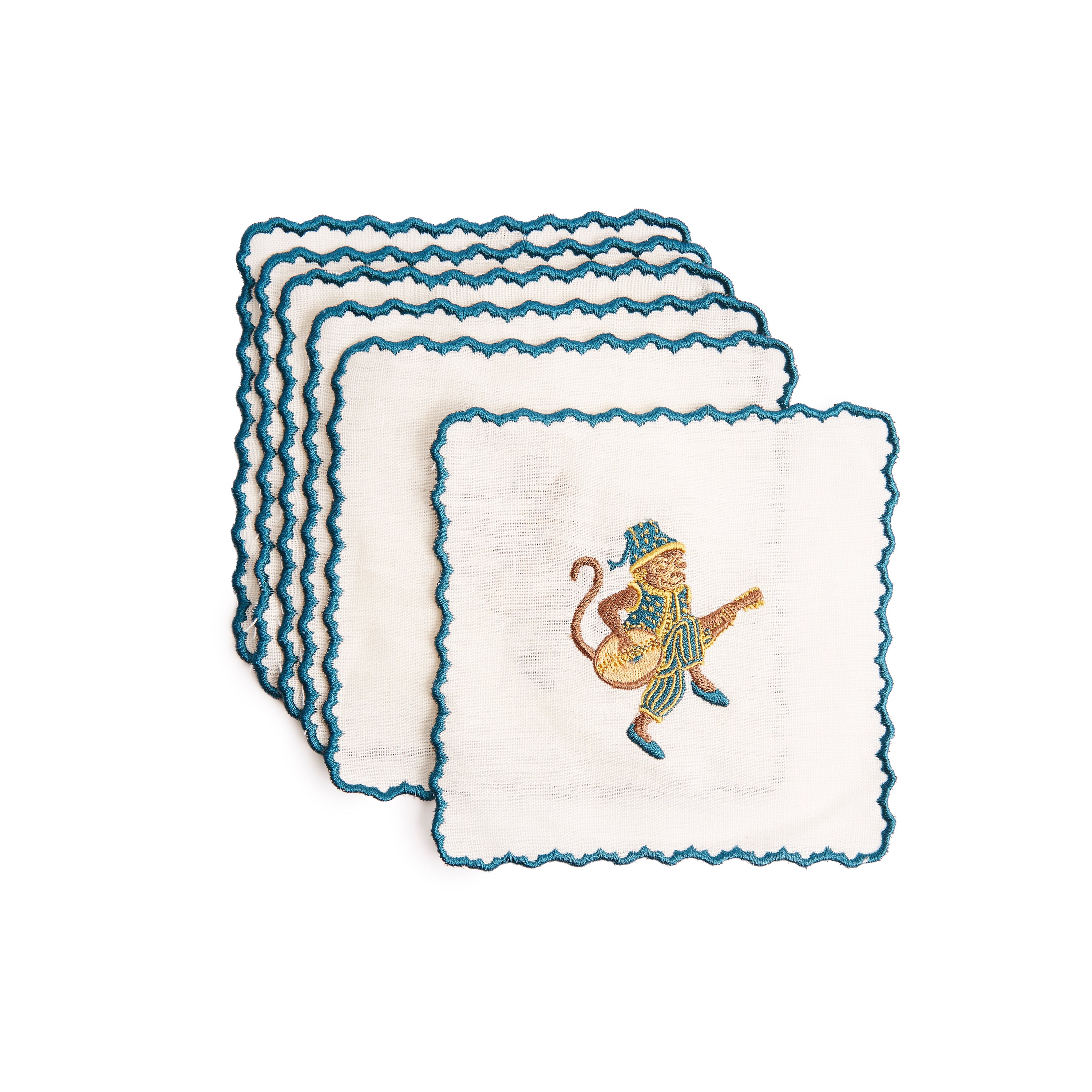 SET OF 6 COCKTAIL NAPKINS MIDNIGHT BLUE - THE VENITIAN MUSICIAN