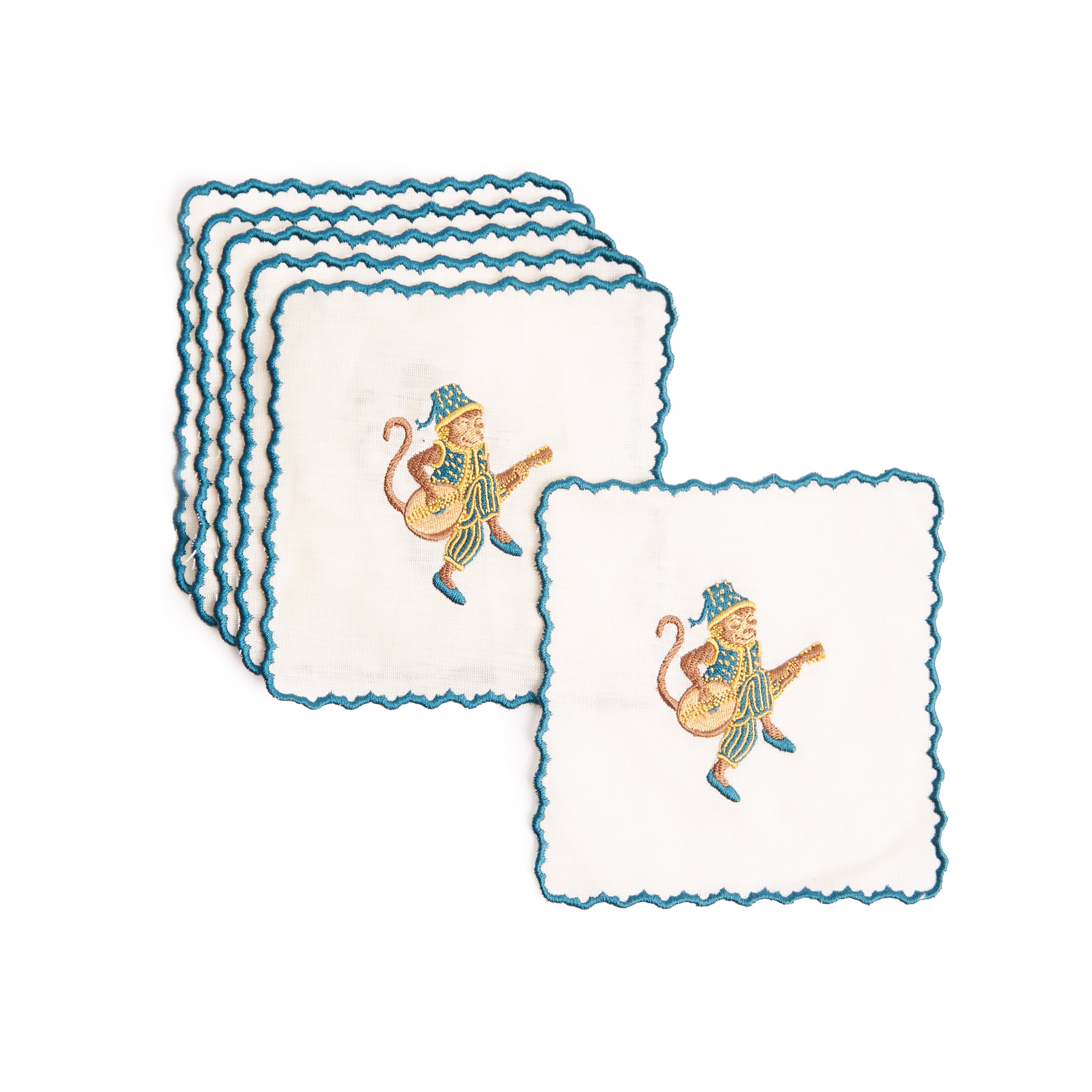 SET OF 6 COCKTAIL NAPKINS MIDNIGHT BLUE - THE VENITIAN MUSICIAN