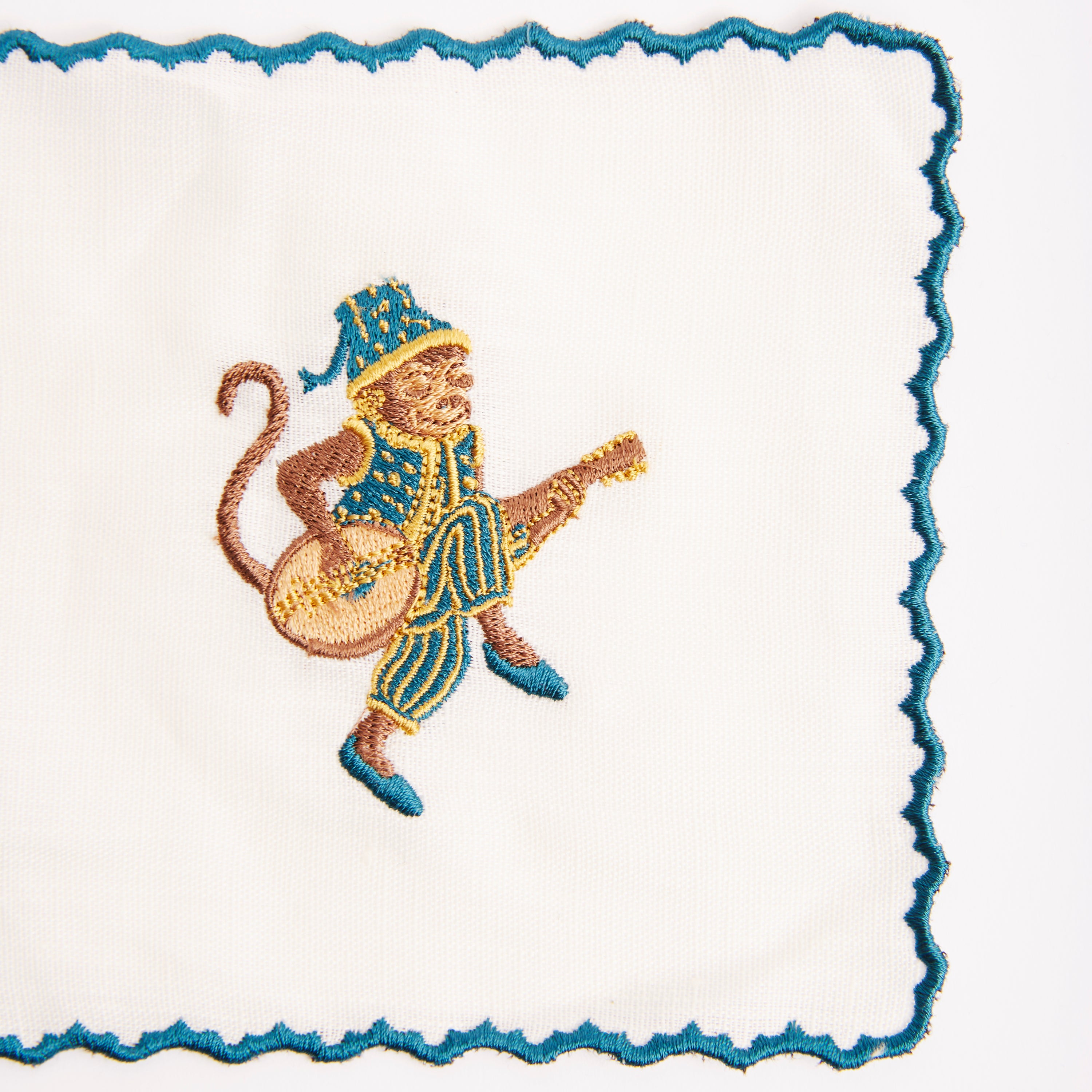 SET OF 6 COCKTAIL NAPKINS MIDNIGHT BLUE - THE VENITIAN MUSICIAN