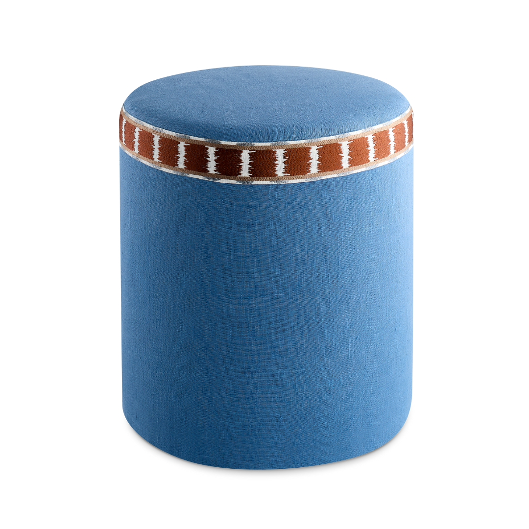 STAR SEAT STOOL - ASH BLUE LINEN - COLORADO SAND TRIM