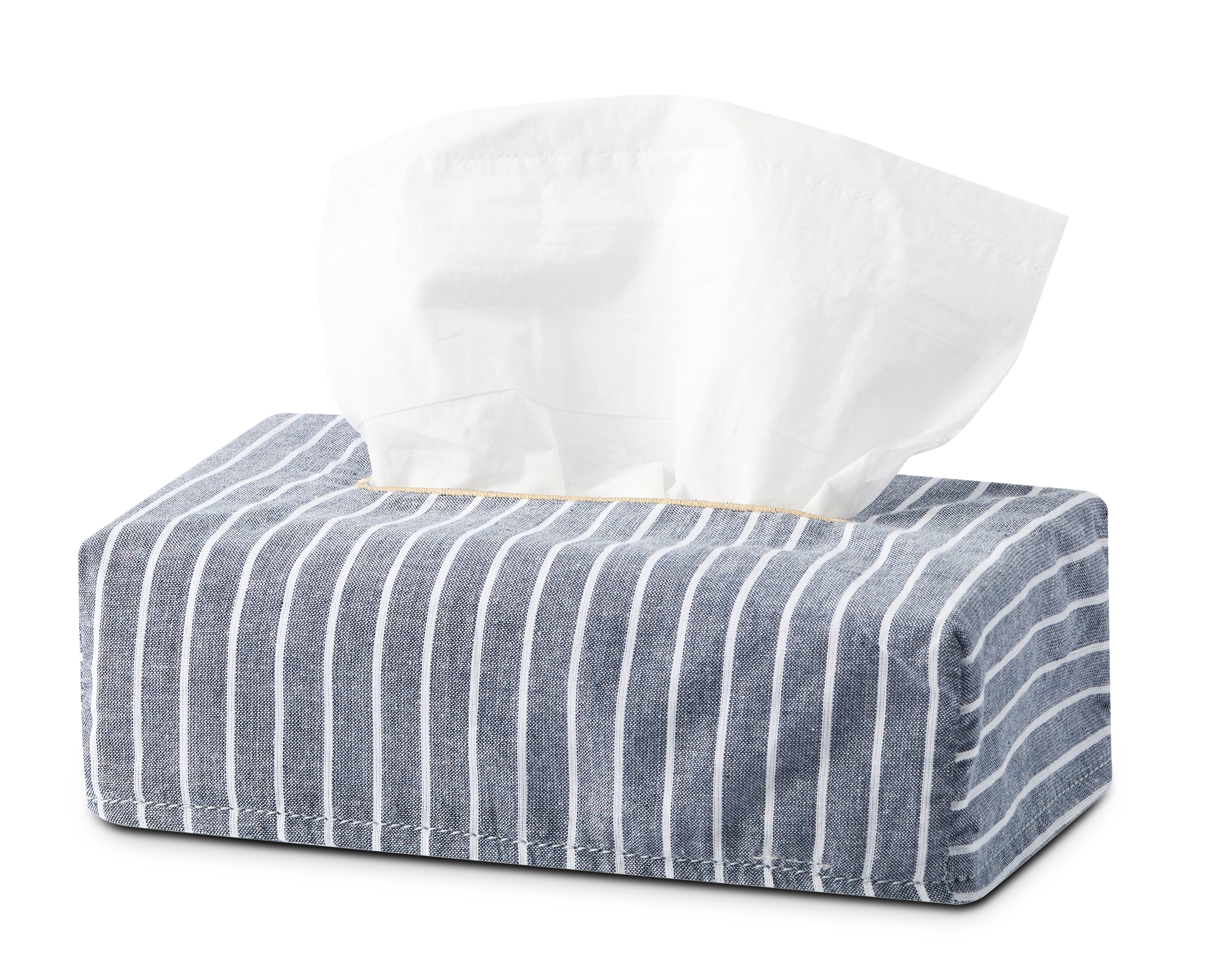 TISSUE BOX COVER - VEIL OF TENDERNESS - DENIM STRIPES