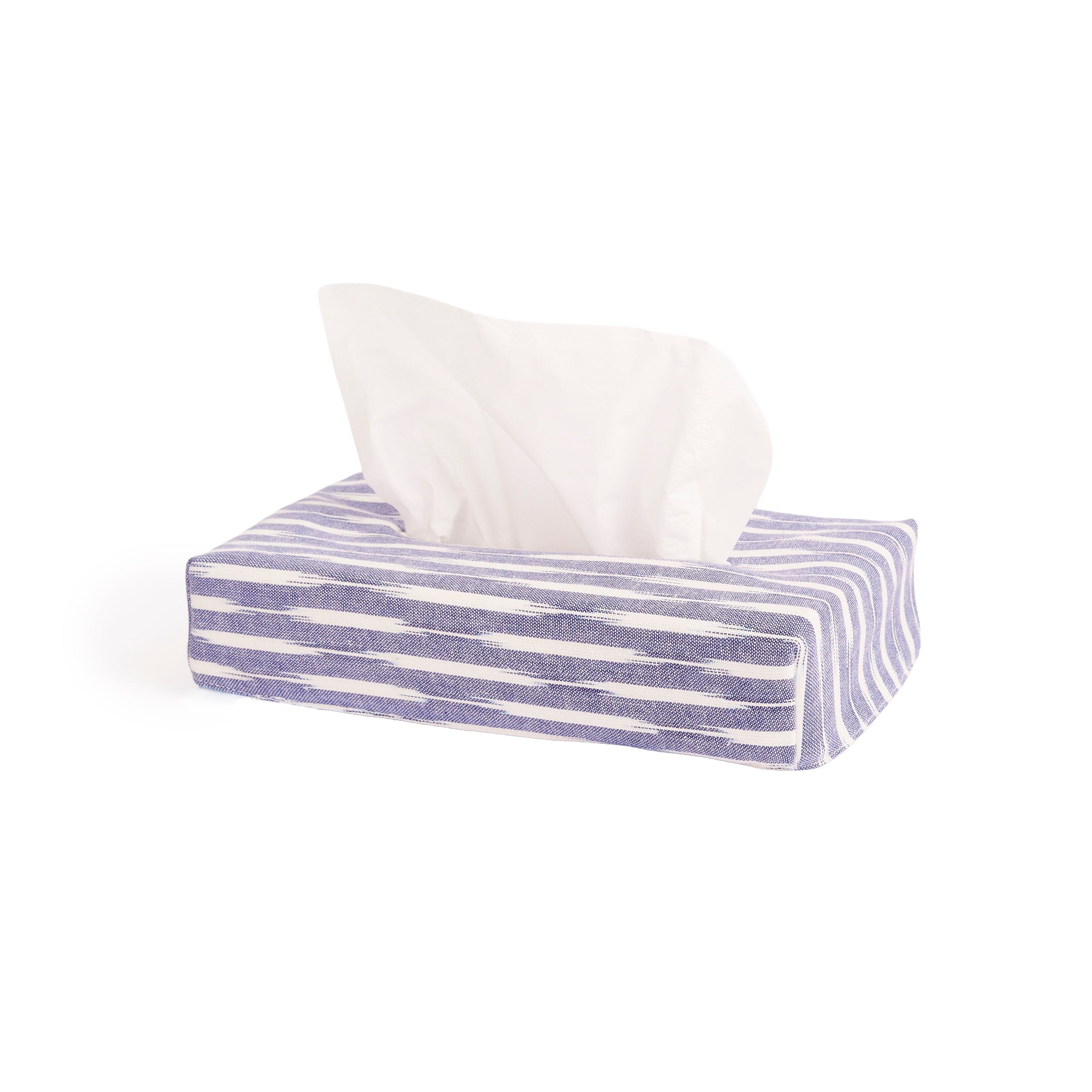 TISSUE BOX COVER - VEIL OF TENDERNESS - IKAT AZURE HAZE