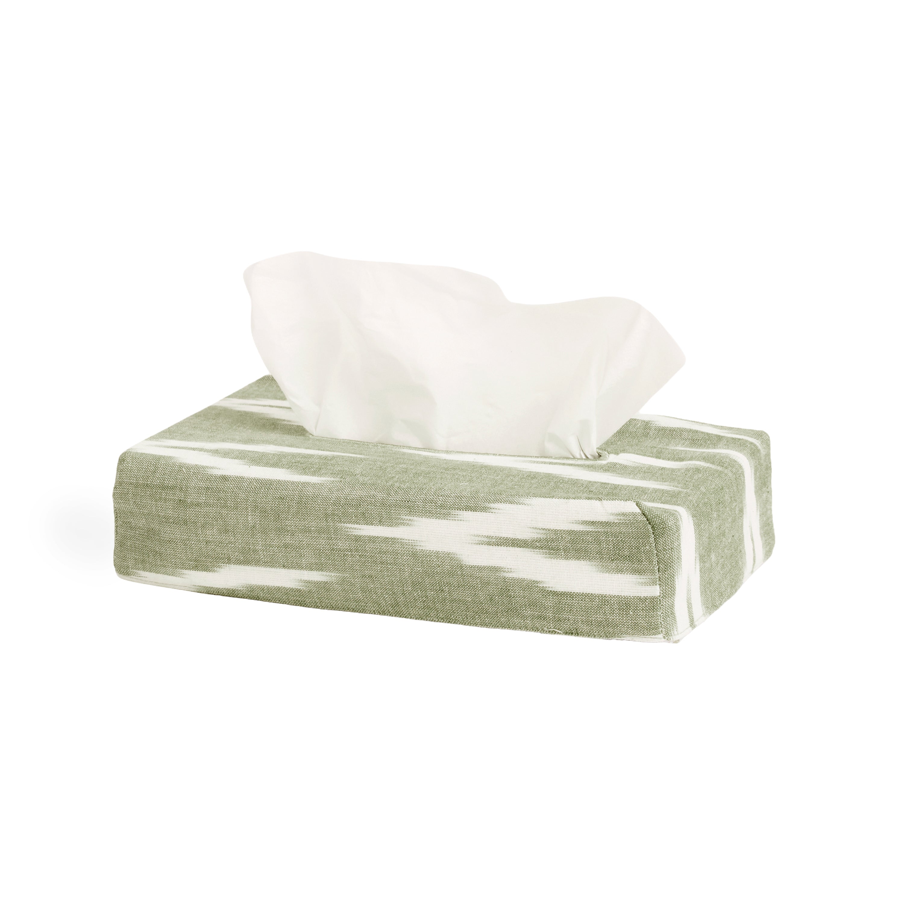 TISSUE BOX COVER - VEIL OF TENDERNESS - IKAT LIME GREEN