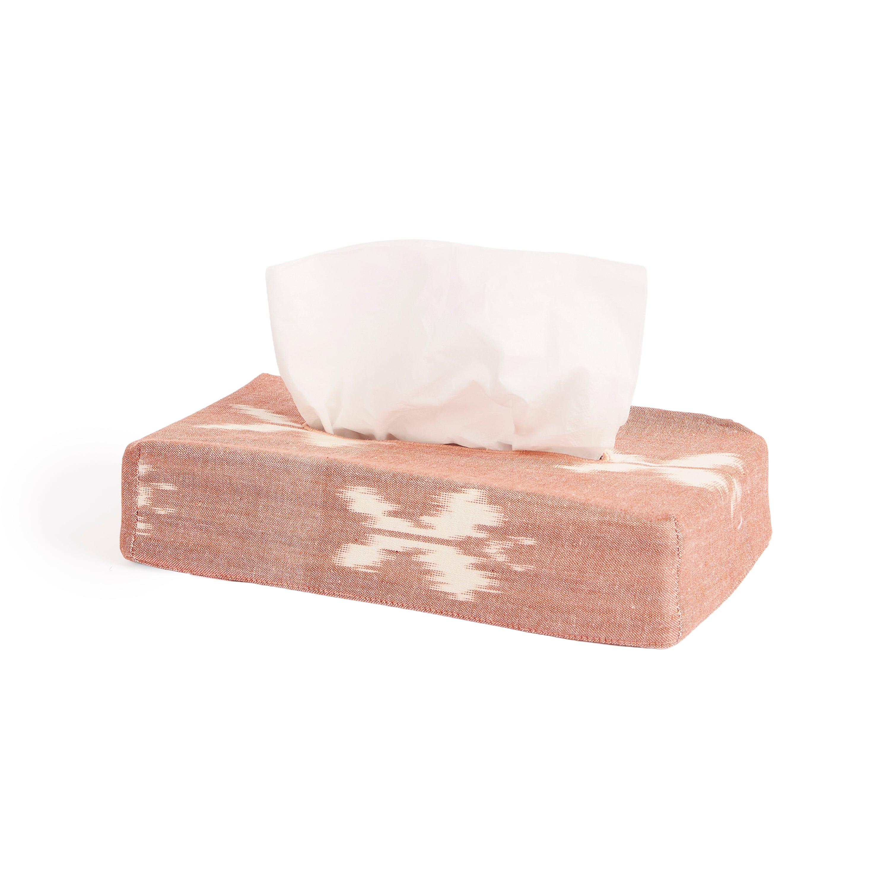 TISSUE BOX COVER - VEIL OF TENDERNESS - IKAT WOODY ROSE