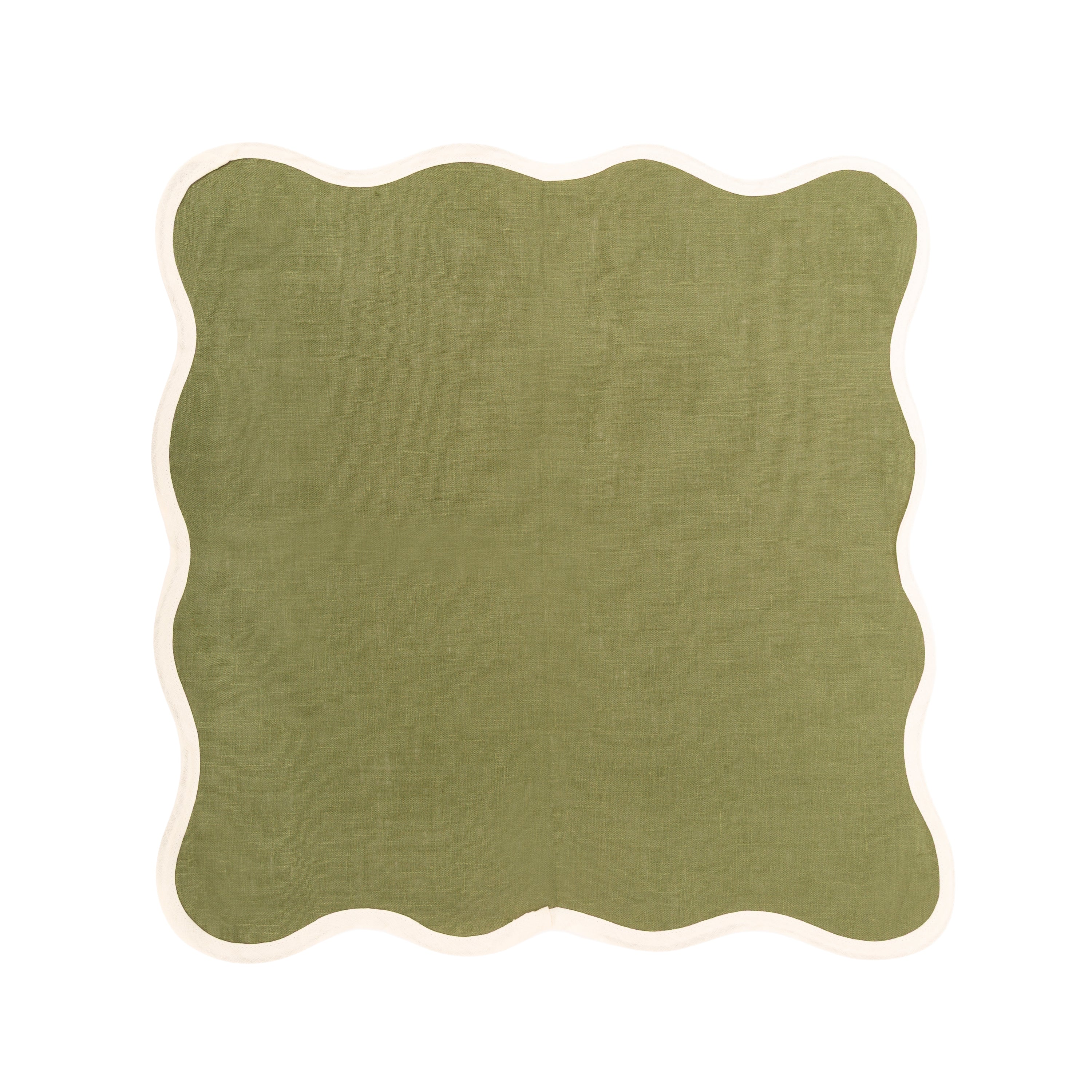 SERVIETTE DE TABLE – COQUILLAGE – VERT SUEDOIS ET IVOIRE