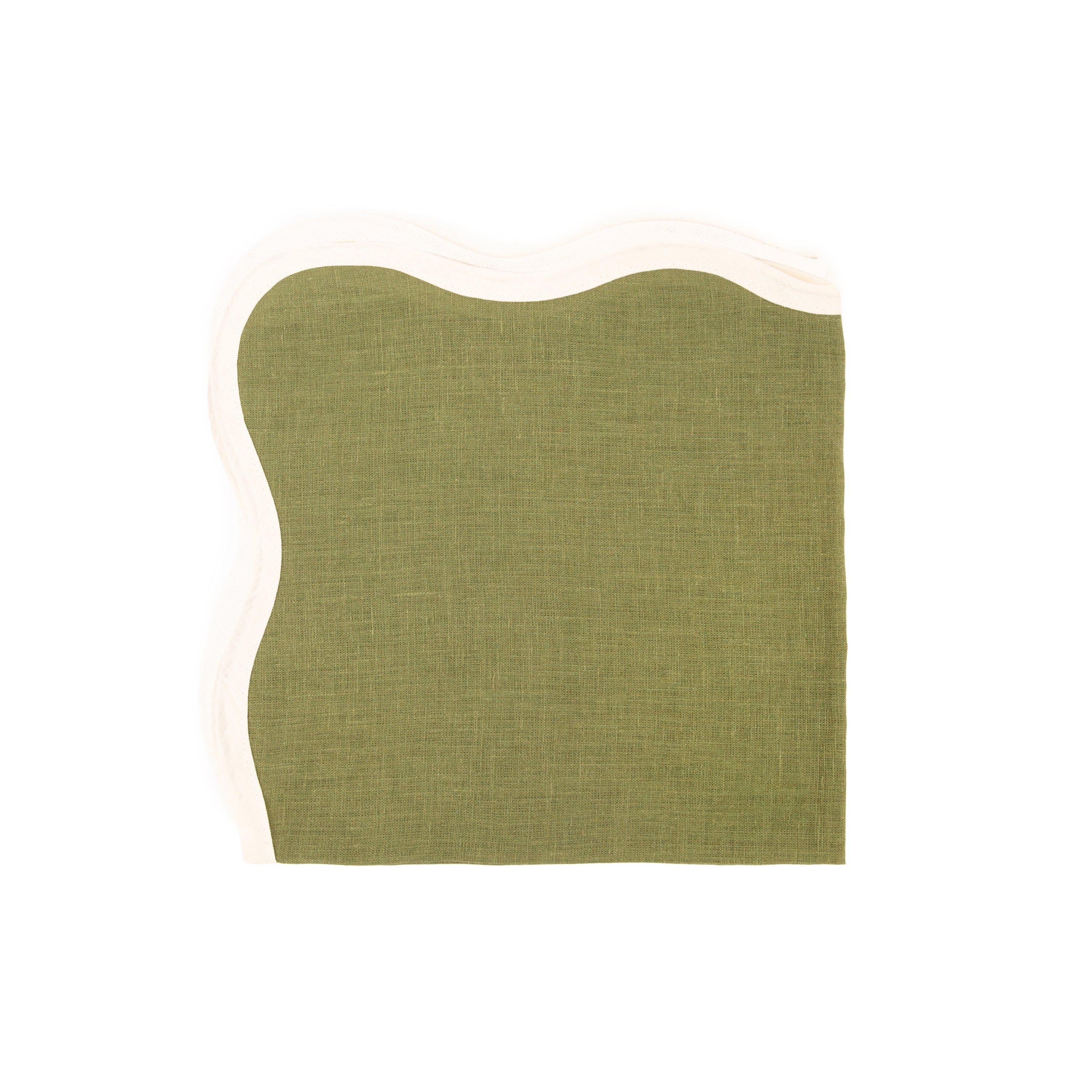 SERVIETTE DE TABLE – COQUILLAGE – VERT SUEDOIS ET IVOIRE