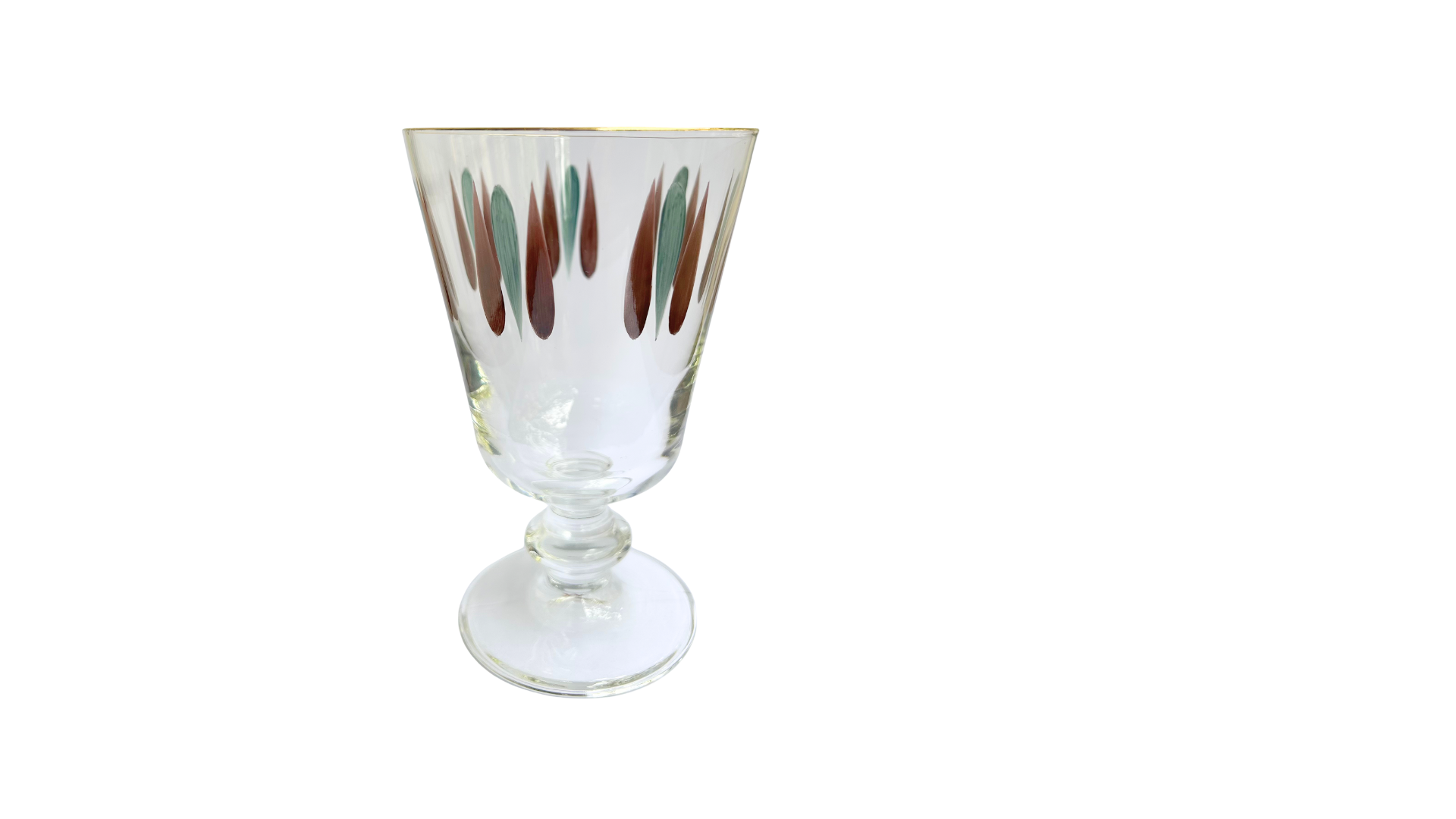 HAND-PAINTED CRYSTAL STEMMED GLASS - AZURE BLUE & CHOCOLATE DROPS