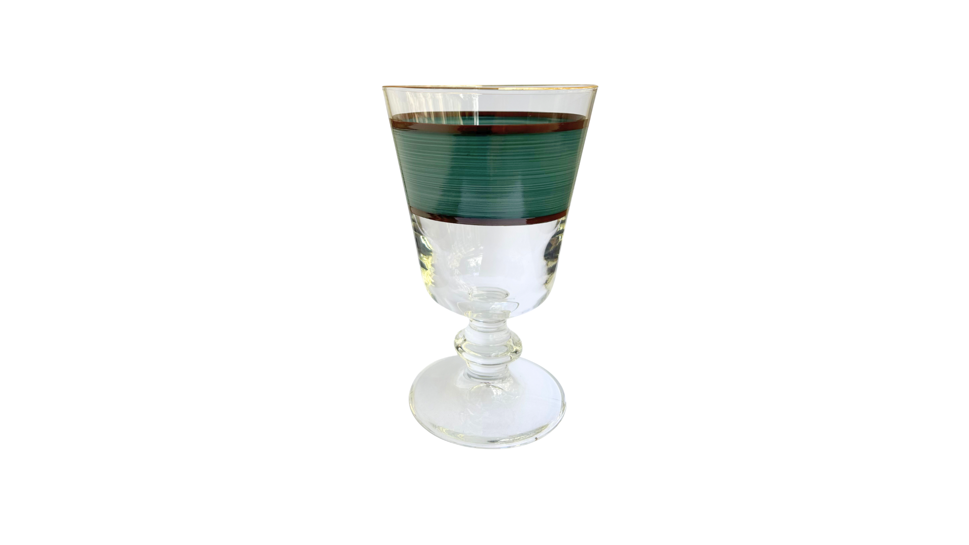 VERRE À PIED EN CRISTAL PEINT À LA MAIN - RAYURE BLEU AZUR / CHOCOLAT